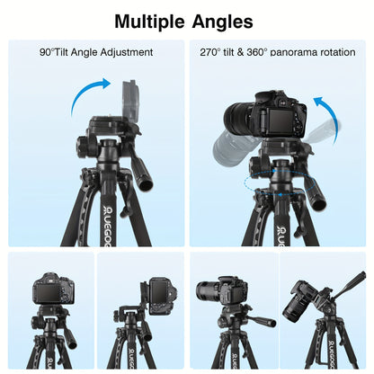 UEGOGO 152.4cm Heavy-Duty Tripod for DSLR, Mirrorless Cameras & Cell Phones - Professional Video Recording Stand with Storage Bag and Phone Clip