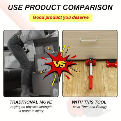 5pcs Heavy-Duty Moving Kit, Furniture Lifters, Furniture Slide Tracks, Furniture Mover Wheels Tool, Heavy Duty Moving Tools, Castor Base for Large Items, Easy Redesign and Rearrange Living Space Sofa