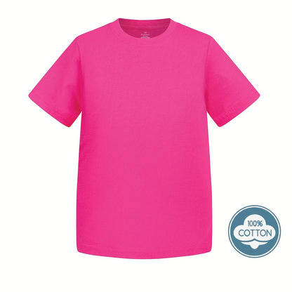 T-shirt infantil de cor sólida, blusa casual de manga curta, t-shirt infantil para o verão.