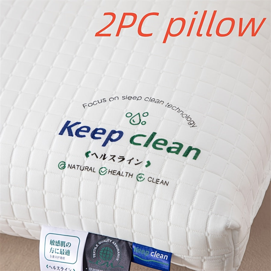 2 Ergonomic Luxury Neck Pillows - Adjustable Cervical Support, Breathing Fabric & Machine Washability for All Sleepers (Side/Back), Hotel-Quality Comfort in Elegant Textured White with Zipper Cover