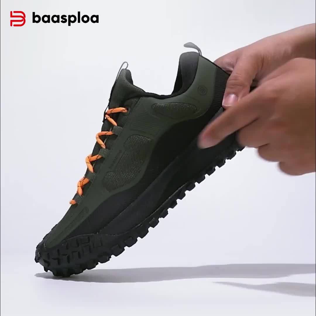 BAASPLOA Men'S All-Season Hiking & Outdoor Walking Shoes - Casual Lace-Up Camp Sneakers, Solid Fabric Upper, Breathable Inner, Non-Slip MD Sole, Low Top, for Daily Leisure Activities