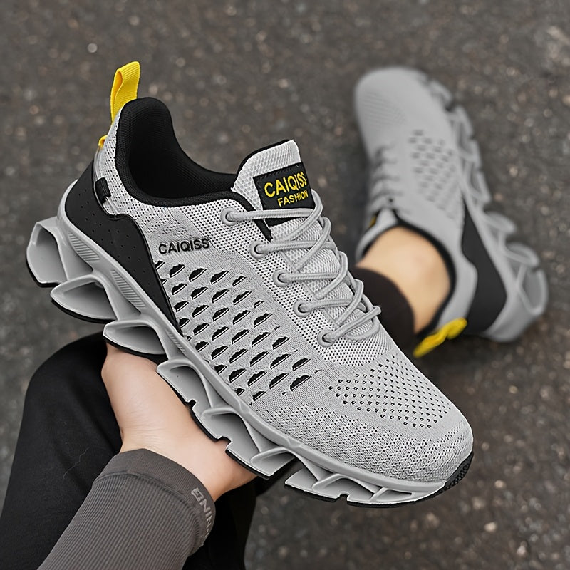 Men's Lightweight Breathable Casual Sneakers - Neon Yellow & Black, Fabric Upper with Mesh Lining, TPU Anti-Twist Sole, All-Season Low-Top Design for Hiking, Training & Daily Wear