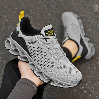 Men's Lightweight Breathable Casual Sneakers - Neon Yellow & Black, Fabric Upper with Mesh Lining, TPU Anti-Twist Sole, All-Season Low-Top Design for Hiking, Training & Daily Wear