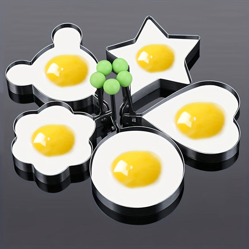 5pcs Stainless Steel Omelet Shaper Fried Egg Mold, Fried Egg Cooking Tools, RV Kitchen Accessories Gadgets