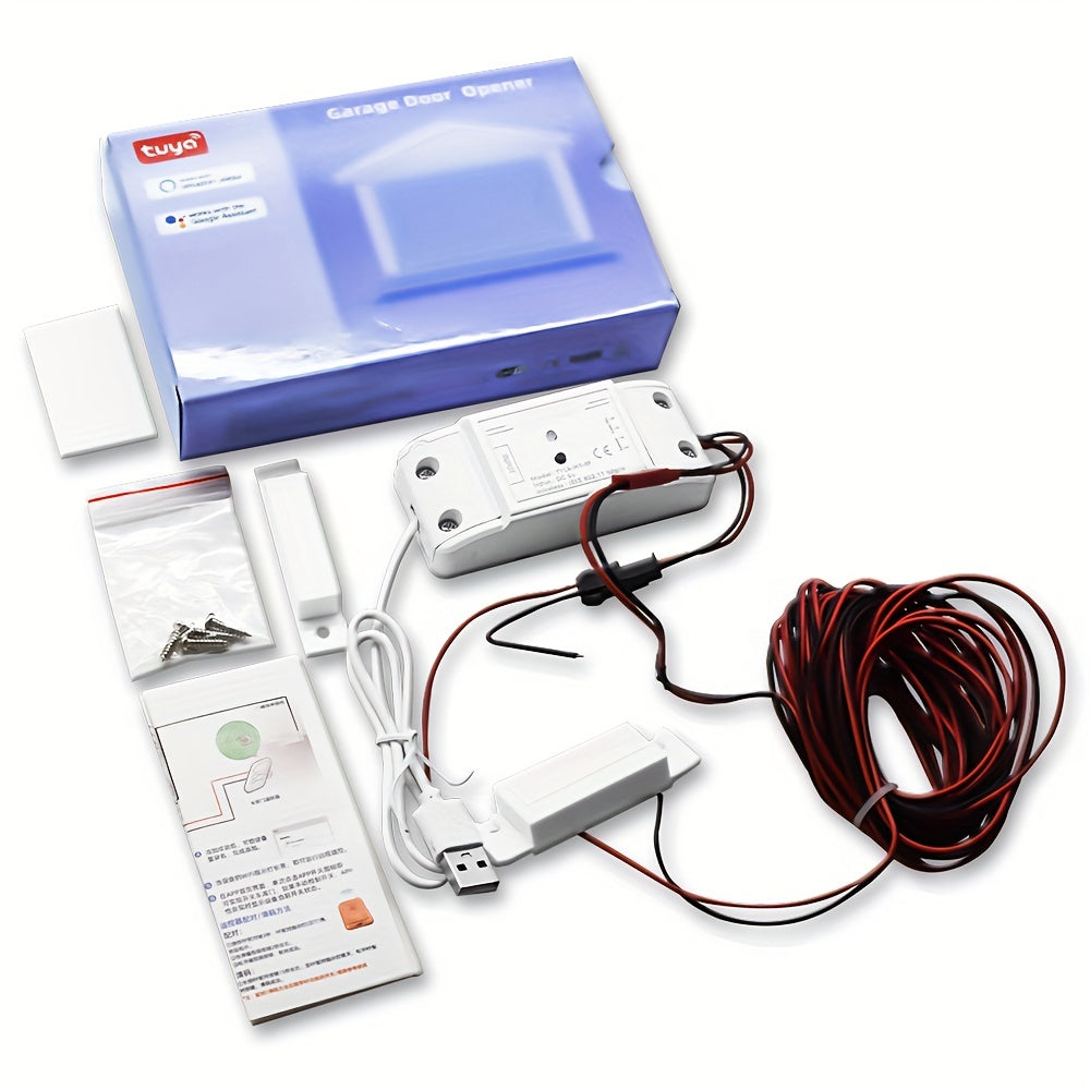 Wifi Switch Smart Garage Door Opener Controller, Compatible with Alexa Echo, Google Home, And Smartlife/Tuya APP Control, Works with RF433 Remote Control. The Tuya Smart Garage Door Opener Can Control Swing And Sliding Door M