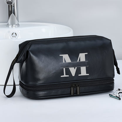 Customized Men's Fashion Travel Toiletry Bag PU Large Letter Toiletry Bag