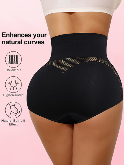 3pcs High-Content Tummy Control Pants for Women - Breathable Mesh, Butt Lift, Body Shaper Breasts with Solid Color Design and Breathable Mesh Details