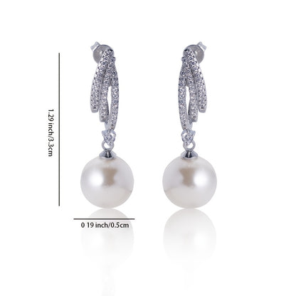 Um par de brincos pendentes para mulher em prata 925 com pérolas de água doce requintadas, acessórios de joalharia hipoalergénicos em estilo boémio, presente para mulher com caixa de oferta exclusiva.