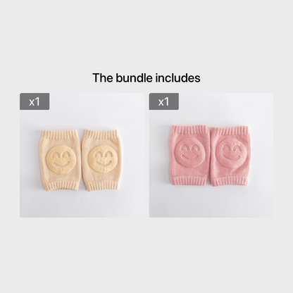 Boys Casual Knitted Knee Pads With Smile Face, Thermal Joint Protector For Autumn And Winter