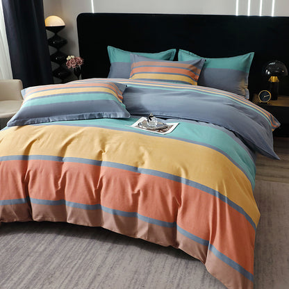 3pcs, New Minimalist Pure Cotton Three-Piece Set, 1*Duvet Cover + 2*Pillowcases, Soft and Comfortable, Machine Washable, Suitable for Bedroom, Guest Room, Dormitory, All-Season Use, Guest Room Essentials, Pillowcase And Duvet