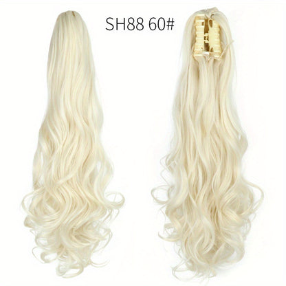 Long Wavy Ponytail Extensions - 55.88 cm Claw Clip In Synthetic Hair Piece For Women - Add Volume And Style To Your Hair Halloween Christmas