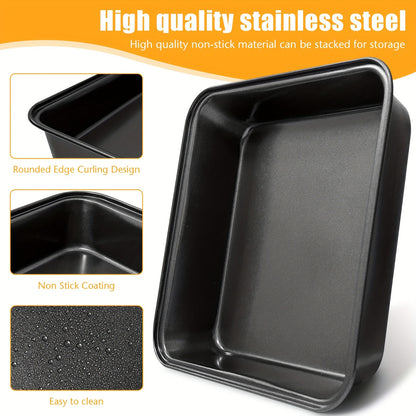 3pcs, Deep Square Baking Sheets, Baking Cake Pans Set, Non-Stick Cookie Sheets, Grilling Trays, Oven Accessories, Baking Tools, Kitchen Gadgets, Kitchen Accessories