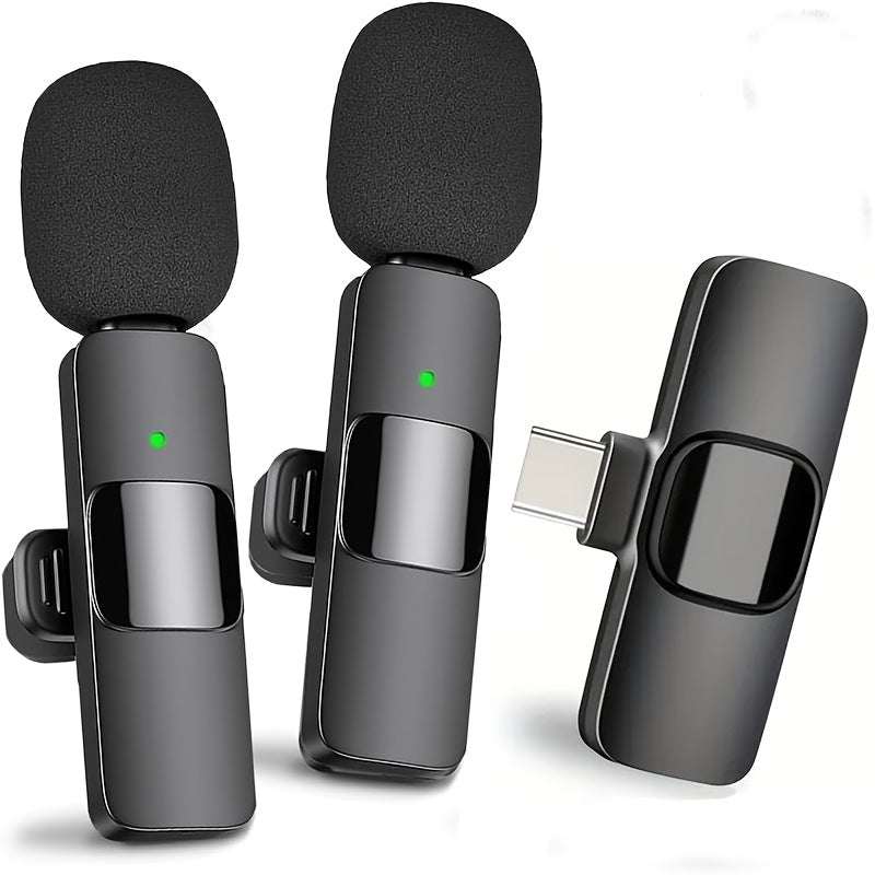 Portable Wireless Lavalier Microphone - USB-C Clip On Recording System, Suitable for Smartphones And Laptops, Ideal for Vlogs, Live Streaming, And Interviews, Content Creation Mic, Vlogging Equipment, Compact Design, Clipon M