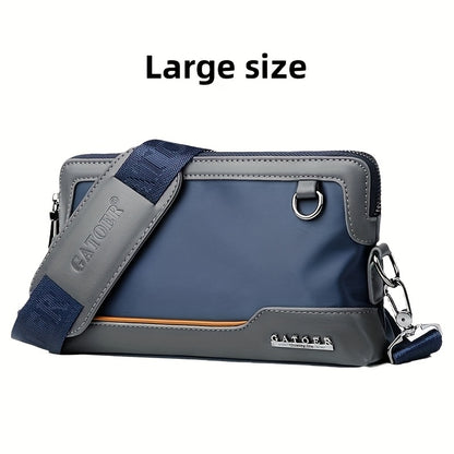 Men'S Premium Oxford Fabric Crossbody Bag with Adjustable Strap - Multi-Compartment Casual Shoulder Bag for Everyday Commute & Outings, Royal Blue with Orange Accents - Ideal Gift for Boyfriend & Family, Crossbody Purse, Vers