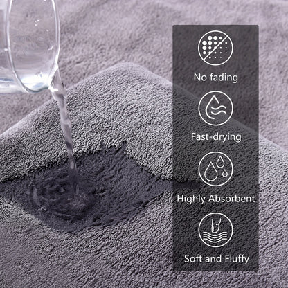 8-Pack Super Soft Coral Bath Towel Set, 2 Bath Towels 68.58 x 139.7 cm, 2 Hand Towels 34.8 x 76.2 cm, 4 Square Towels 34.8 x 34.8 cm, Quick Drying, Quick Absorbent and Lightweight, Outdoor Fitness, Camping Towels Bathroom Tow