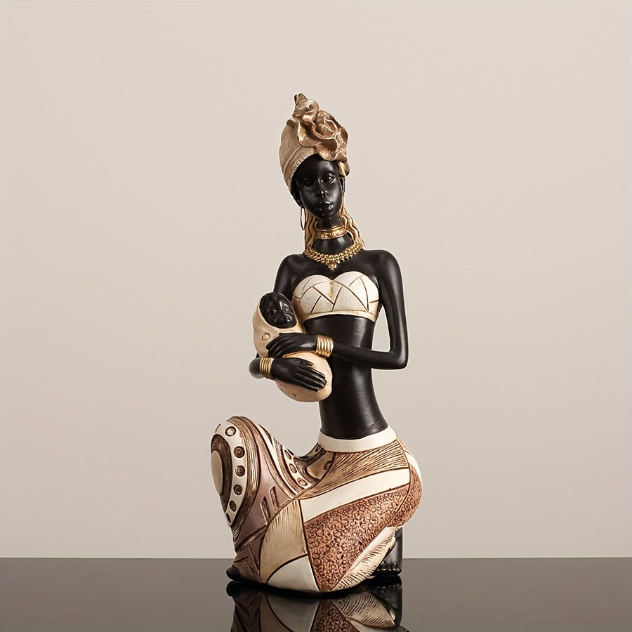 African Tribal Resin Figurine Hand-Painted Geometric Patterns 5 Styles