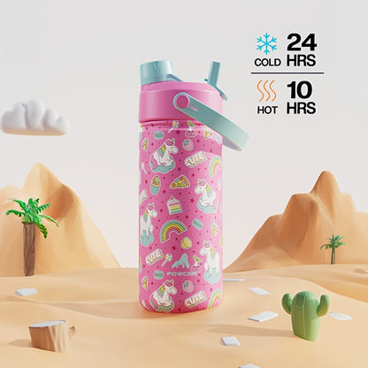 18oz POWCAN Unicorn & Rainbow Design Insulated Water Bottle - Non-Slip, Stainless Steel, Perfect for Valentine'S Day, Easter, Mother'S Day, Independence Day, Valentine'S Day Gift|Playful Design|Durable Build, Unicorn Accessor