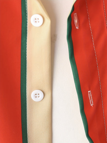 2pcs Boys Teen Casual Striped Short Sleeve Shirt &amp; Pocket Side Shorts Set Clothes For Summer