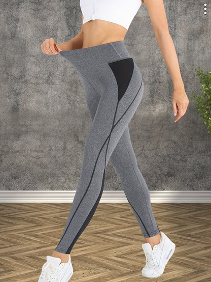 Women's High-Waisted Yoga Leggings - Butt-Lifting Tummy Control Workout Pants with Full Elasticity, Sweat Absorbent Breathable Fabric, Contrast Color Design for Gym Running Yoga & Casual Wear, Yoga Pants, Shapewear Included,