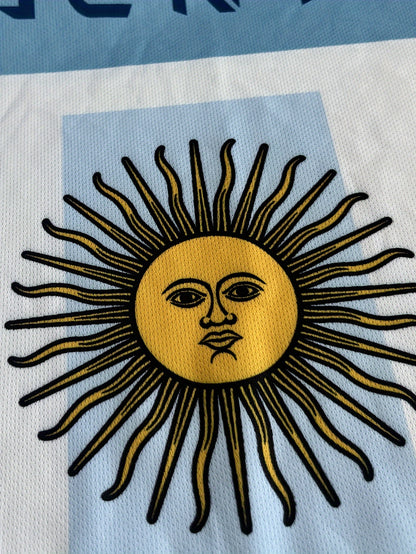 Men's Letter ARGENTINA Print Breathable Football Jersey, Active Slightly Stretch Crew Neck Short Sleeve Soccer Club Uniform Shirt For Training Competition Party