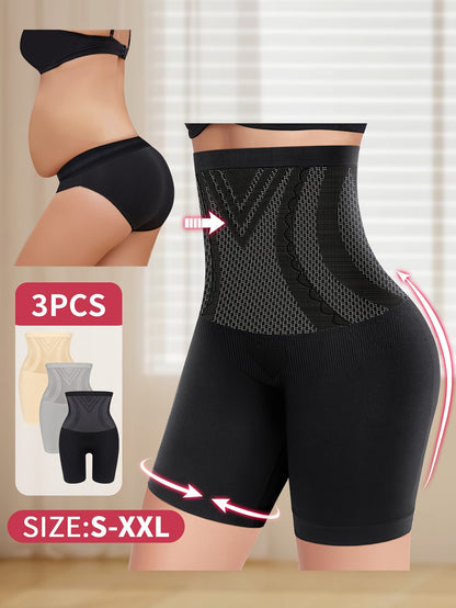 3pcs Pack, High Waist Tummy Control, Body Shaping, Butt Lifting, Seamless Panties, Women's Panties, Four-corner Panties, Boxer Briefs