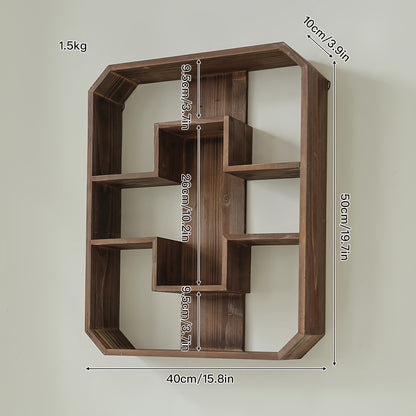 Solid Wood Wall Shelf 1-Piece Modern Minimalist Storage