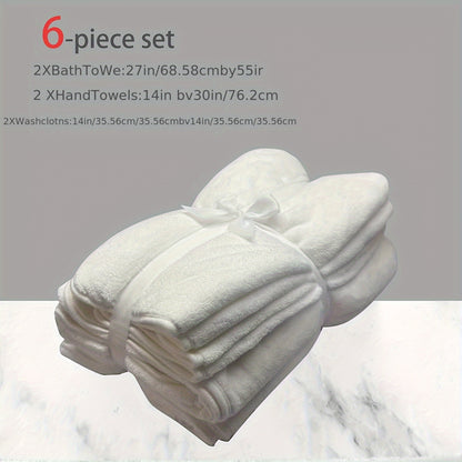 DIAOJIA 6pcs Ultra-Soft Microfiber Towel Set - Quick Dry, Super Absorbent & Lightweight - Includes Bath (68.58x139.7cm), Hand (33.02x76.2cm) & Washcloths (34.8x34.8cm) - Perfect for Home, Gym, Travel