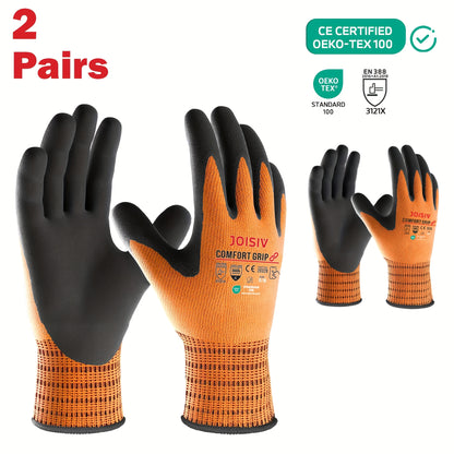 JOISIV 2/6 Pairs of Nitrile-Coated Rubber Gloves Featuring Microfoam Nitrile for a Robust Non-Slip Grip, Ideal for Gardening, Truck Driving, Auto Repairs, Laborers, Home Renovations, And Everyday Tasks.