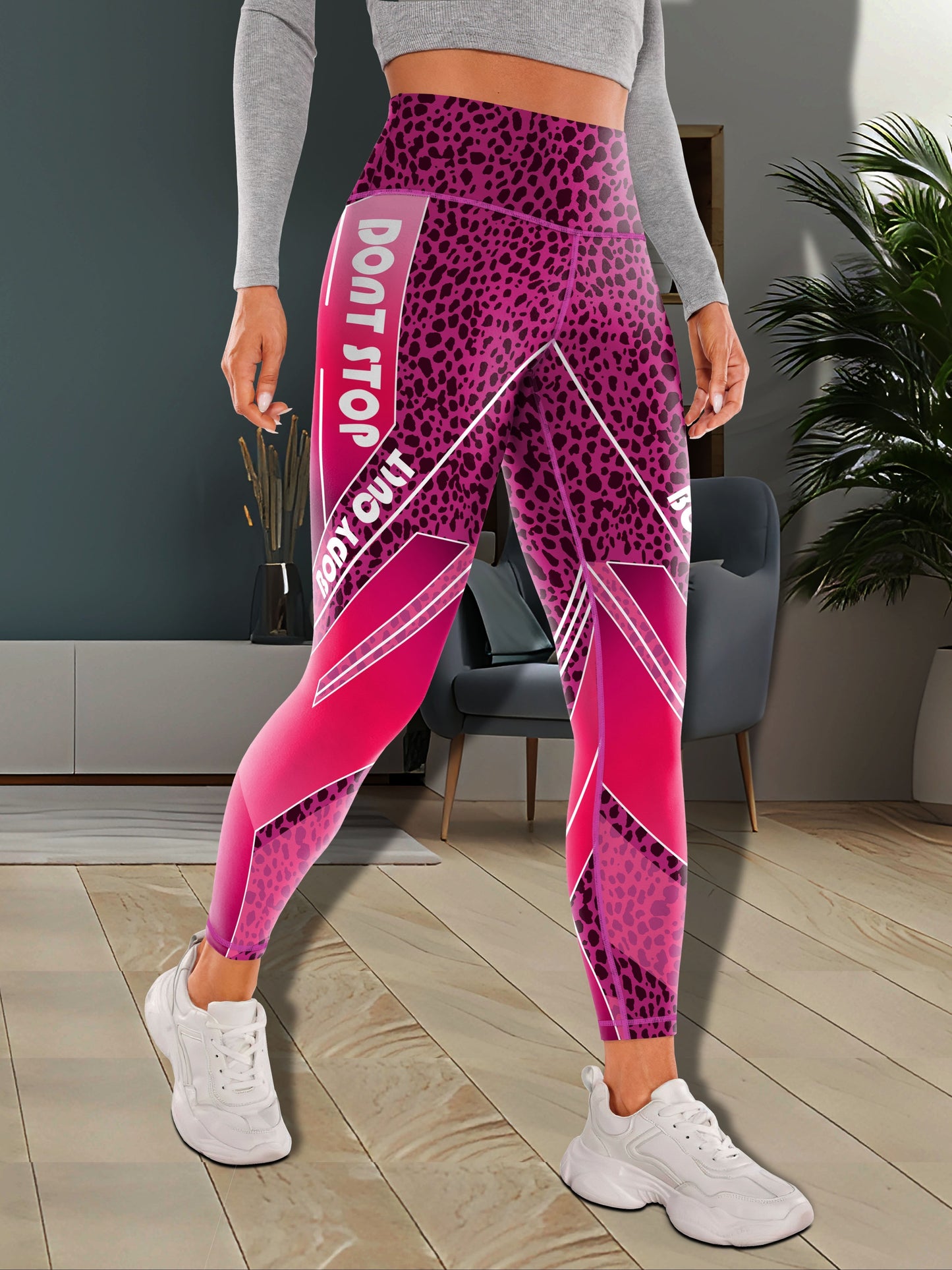 Women's Fashion Color Block Splash Print Yoga Pants, Striped Print Breathable Stretchy Butt Lifting Yoga Workout Running Sports Leggings, Women's Activewear