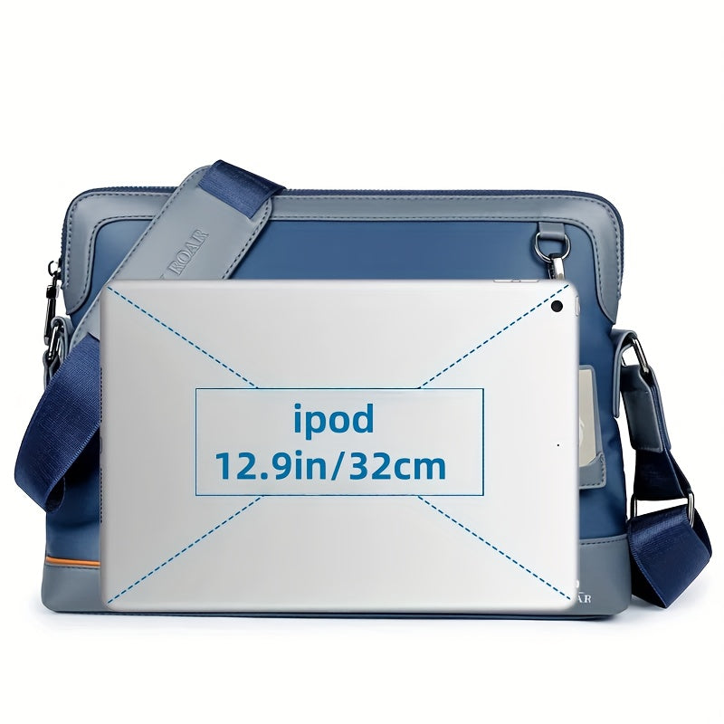 Men's Large Laptop & Wallet-like Tote - Soft Slim Texture, Adjustable Strap, Fits 38.1cm Devices - Ideal for Travel, Gym & Daily Use - Black & Blue Color Options