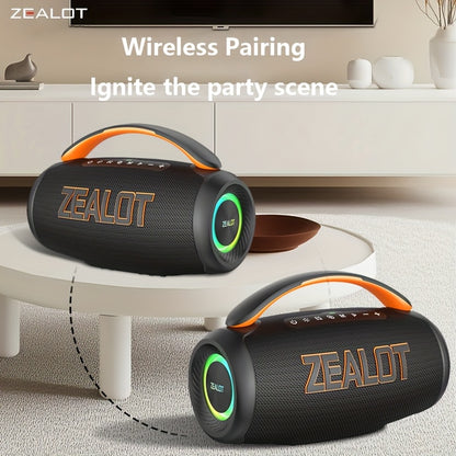 ZEALOT 60W Subwoofer Speaker, Wireless Speaker with Handle, 8000mAh Battery, Easy to Carry, RGB Lights, EQ Mode, TWS Pairing, Booming Bass. IPX5 High Quality, Great for Parties And Gatherings. for Home, Car, Camping-ZEALOT P1
