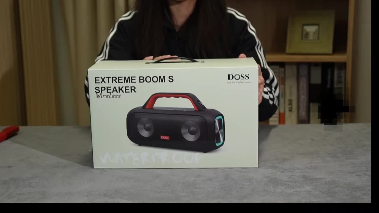 DOSS 60W Portable Speaker with Wireless 5.3, Stereo Sound & Subwoofer, 25H Playtime & Power Bank, TWS True Wireless Pairing, Dynamic Light Show, High Quality IPX6, USB-C Charging, 60W Power Handling, Compact Design for Campin