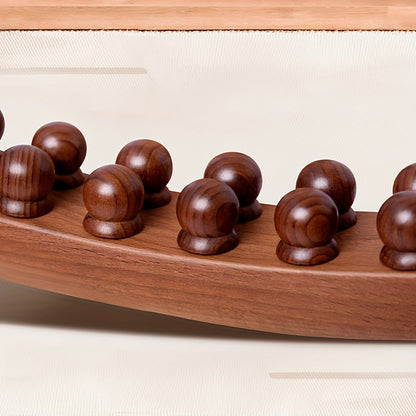 1pc 20-Bead Massage Stick with Wooden Handle - Muscle Shaping & Deep Tissue for Back, Neck, Abdomen, Hands, Legs, Waist - Post-Workout Relaxation Tool for Men & Women, Fascial Knife Stick, Body Massager, Ergonomic Design, Nat