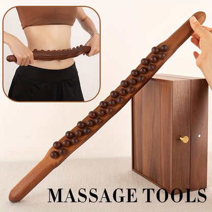 1pc Massage Tools For Body With 31 Beads, Muscle Shaping, Wooden Massage Stick For Back, Neck, Hand, Leg, Waist