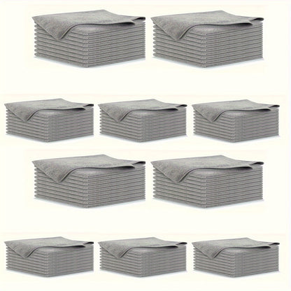5/10/20/50/100pcs Kitchen Towel, Ultra-fine Fiber Light Gray Cleaning Cloth Set, Absorbent, Soft And Stain-removing Cloth, For Cleaning Glass, Cooking Bench, Pot, Bowl, Water Tap, Lampblack Machine