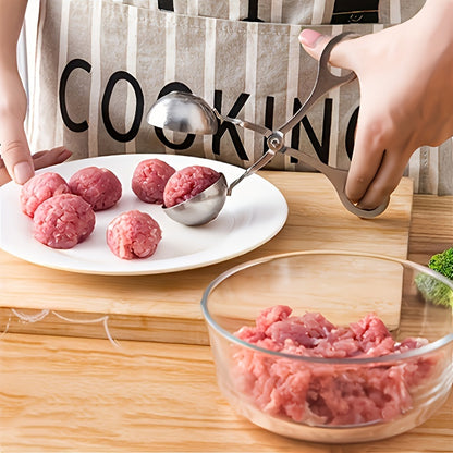 1pc Stainless Steel Meat Ballers With Anti-Slip Handles, None-Stick Meat Baller Tongs, Meatball Scoop, Ball Makers Mold, Cake Pops Meatball Maker, Ice Tongs, Dough Scoops For Kitchen Tools, Kitchen Supplies