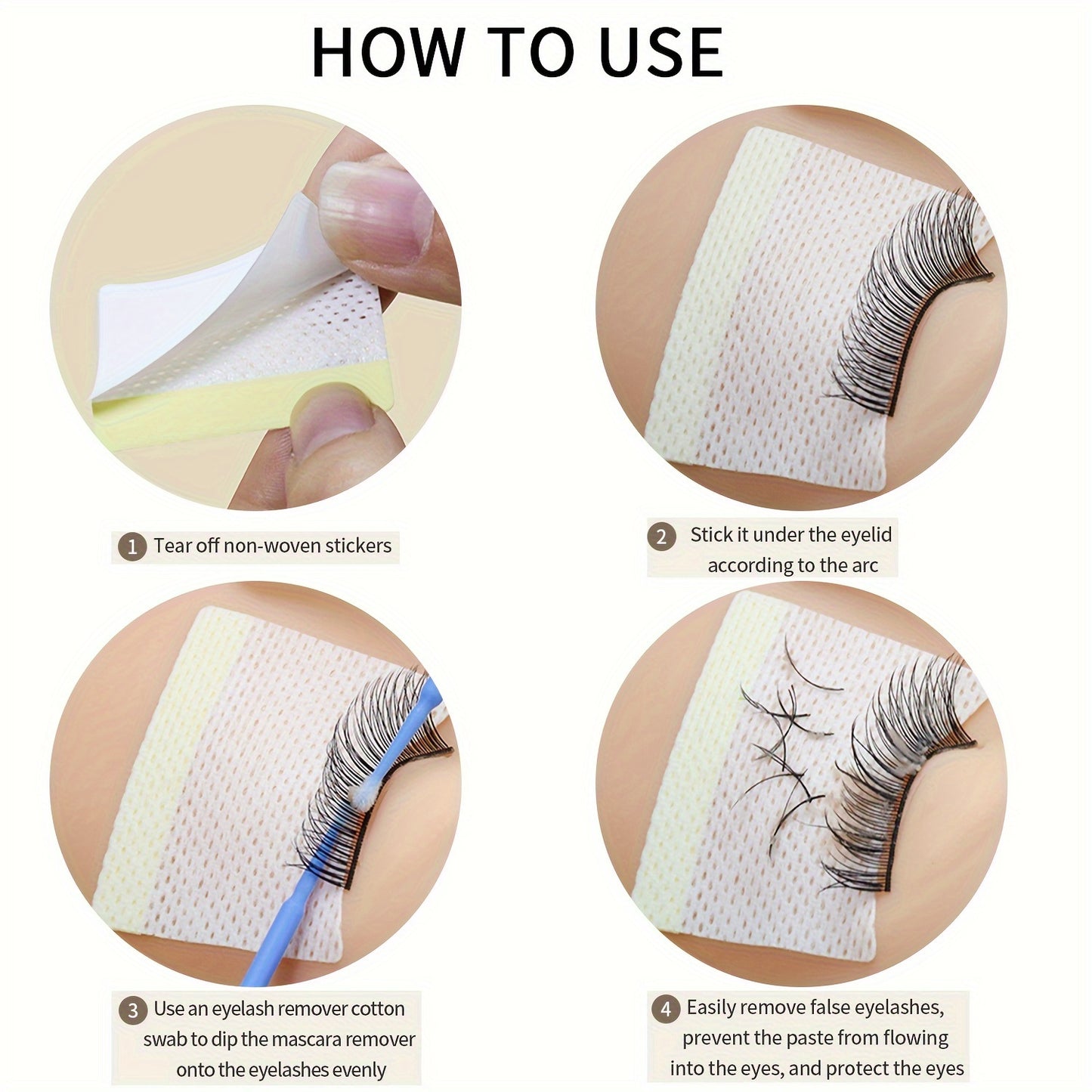 Almofadas descartáveis ​​para extensão de pestanas, fita adesiva não impermeável e sem perfume para permanente, tintura e remoção de cola, compatíveis com o tecido. Ferramentas de maquilhagem e beleza para extensão de pestanas.