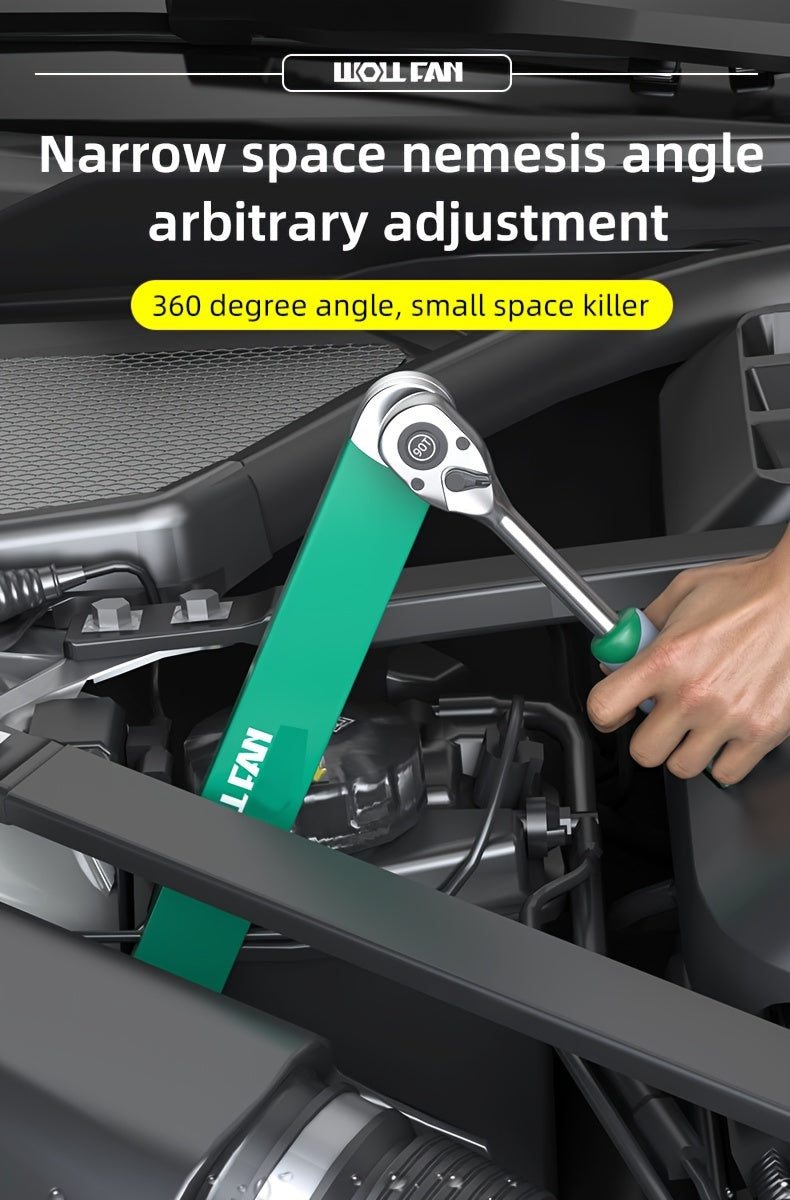 WOLLFAN Multi-Functional Extension Wrench, 39cm/15.35inch, Ratchet Conversion, Narrow Extension, Quick Release Socket, Universal Tool for Car Maintenance, Durable Material