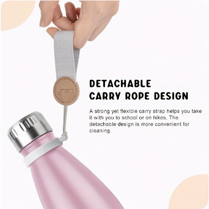 Garrafa térmica de aço inoxidável de 500ml com boca estreita, 1 unidade, reutilizável, à prova de fugas, para viagens, ideal para mulheres (rosa)