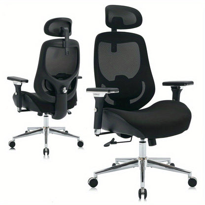 Heavy-Duty 230kg Capacity Ergonomic Office Chair with 4-in-1 Height Adjustment, 120° Tilt & Lumbar - Heavy Duty Desk Chair with 4D Armrests, 5-Wheel Base, Smooth-Rolling Casters, Headrest - Ideal for Tall Users & Long Hours