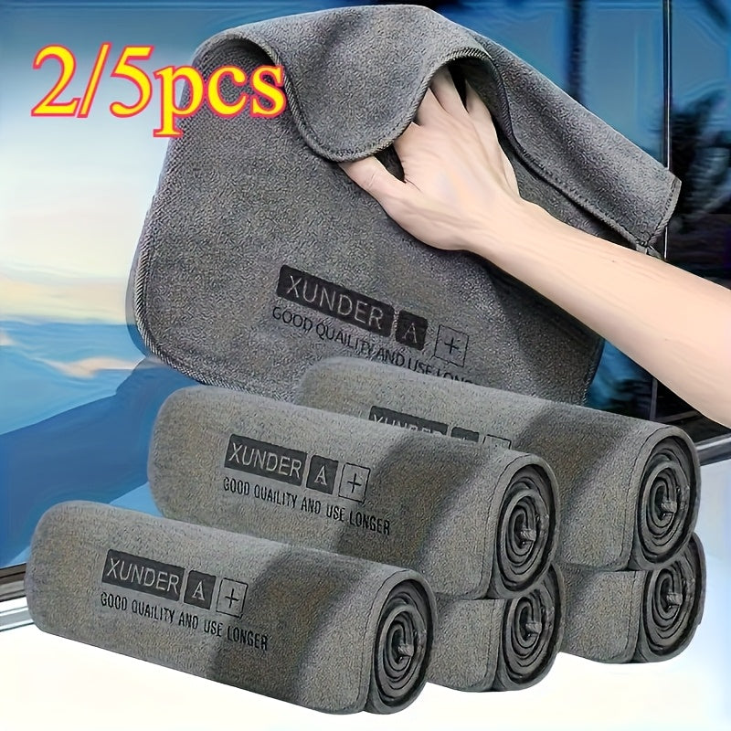 5/2pcs Luxury Microfiber Car Washing Towel, Soft Drying Cloth for Car Body with Double Layer of Thickened and Highly Absorbent Plush
