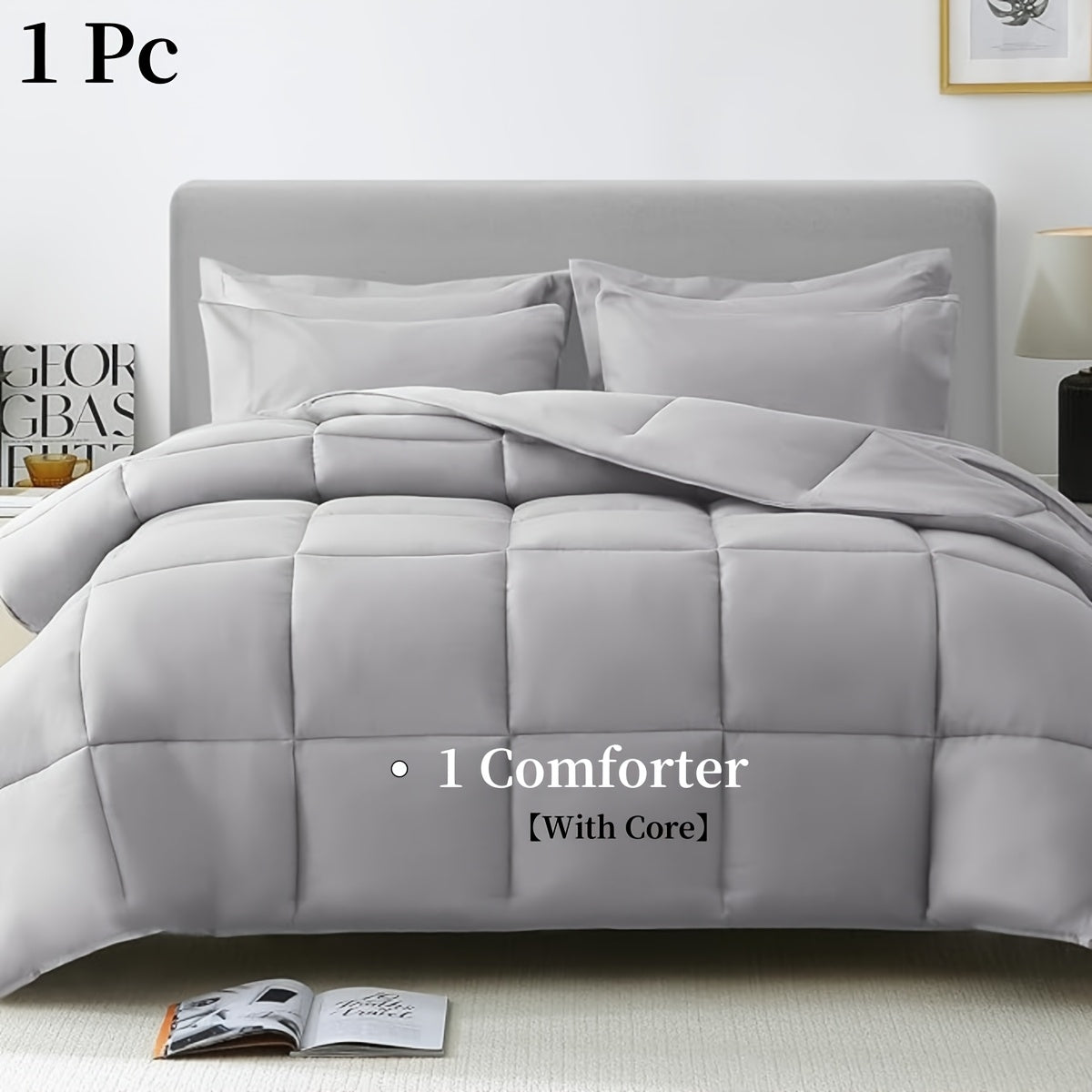 Cozy French-Style Plaid Quilted Comforter - Soft, Warm & Machine Washable for All Seasons