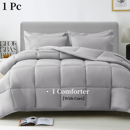 Cozy French-Style Plaid Quilted Comforter - Soft, Warm & Machine Washable for All Seasons