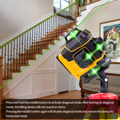 Honminda 16-Line 360° Self-Leveling Laser Level with Green Beam, 4x360° Vertical/Horizontal Cross Lines, Rechargeable Battery & Remote Control, Lifting Base & Tripod Included for Construction, Photography, Videography, Vide