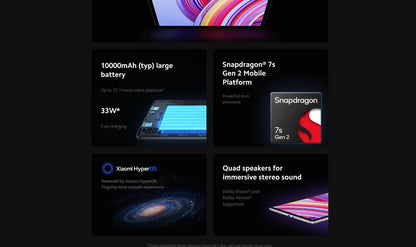 Xiaomi Redmi Pad Pro Tablet 8GB+256GB Charger Noincluded, Snapdragon 7S Gen 2 Octa Core 12.1'' 120Hz Display 10000mAh Battery