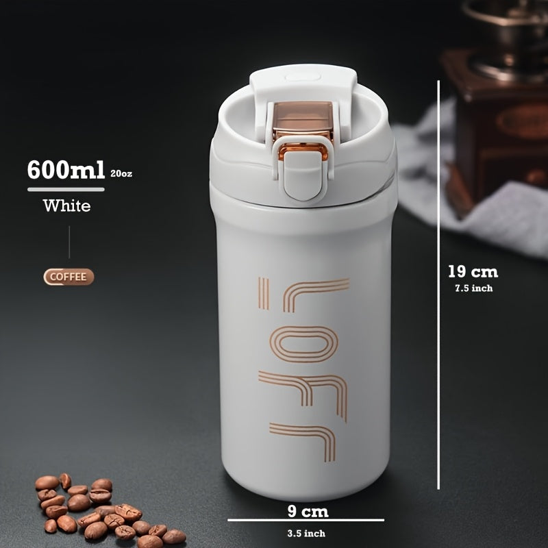 20oz/600ml Double Wall Vacuum Insulated Stainless Steel Travel Mug - Thermal Cup with Leakproof Flip-Top Lid, Keeps Drinks Hot/Cold for Hours, Large Capacity Thermos for Coffee, Tea, Water - Perfect Gift for Coffee &amp; Tea Love