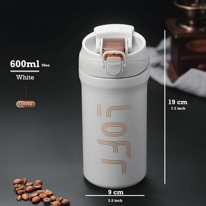 20oz/600ml Double Wall Vacuum Insulated Stainless Steel Travel Mug - Thermal Cup with Leakproof Flip-Top Lid, Keeps Drinks Hot/Cold for Hours, Large Capacity Thermos for Coffee, Tea, Water - Perfect Gift for Coffee &amp; Tea Love