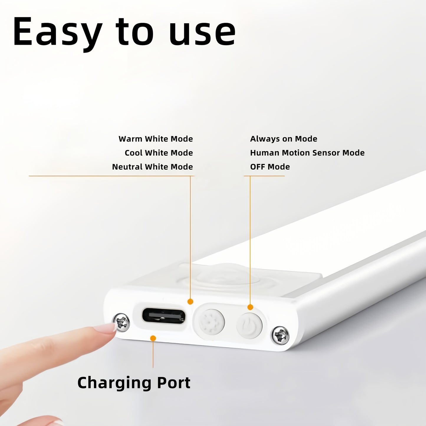 2pcs Under Cabinet Light, Closet Light, Rechargeable Battery Operated Motion Sensor Light Indoor, Magnetic Dimmable Closet Lights, Wireless Under Counter Lights for Kitchen, Stairs metal Shell