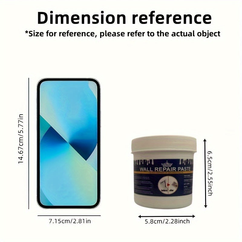 Kit de Reparação de Paredes com Espátula - Massa de Secagem Rápida para Drywall, Preenchimento de Buracos e Fissuras, Acabamento à Base de Cal, Reparação Autocolante de Paredes de Gesso, Branca, Material Plástico, Fácil de Usar para Reparações Domésticas