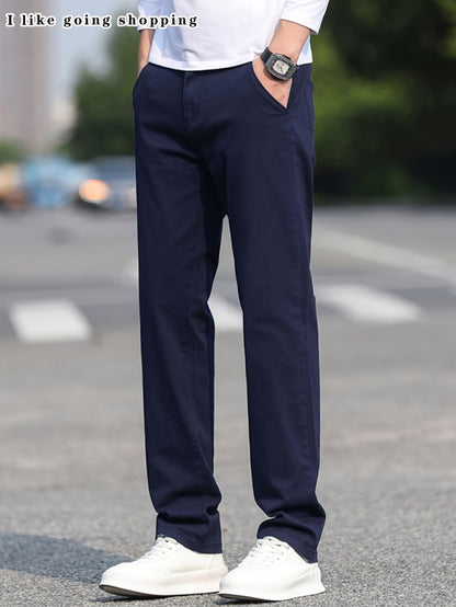 2pcs Men's Stretch Chino Pants - Straight-Leg Business Casual Trousers with Elastic Waistband, All-Season Formal &amp; Everyday Pants for Office, Meetings, and Casual Attire, Modern Pants, Comfortable Fit, Versatile